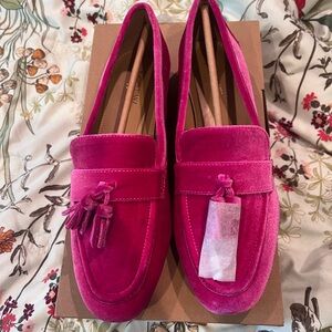 J. Crew Fuchsia Velvet Tassel Loafers